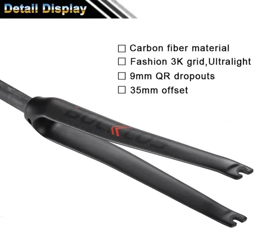 Miniatura 3 de BUCKLOS 1.126 in 700C Full Carbon Fiber Road Bike Rigid Fork, C-Type Clamp Brake, 1-1/8 Tubo recto sin rosca Superlight 3K T800 Bicicleta Frente