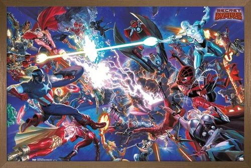Miniatura 15 de Trends International Marvel Comics Secrets Wars - Póster de pared de batalla de 14.725 x 22.375 pulgadas, versión enmarcada de madera de granero