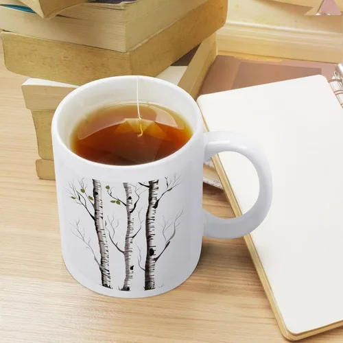 Miniatura 5 de Birch Tree Coffee Cup Ceramic, Sublimation Mugs with Large Handle for Tea, Personalized Machine Washable Drinking Mug for Buffets, Home, And