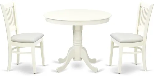 Miniatura 17 de East West Furniture ANVA3-BLK-C - Juego de mesa de comedor moderno de 3 piezas que contiene una mesa de cocina redonda con pedestal y 2 sillas