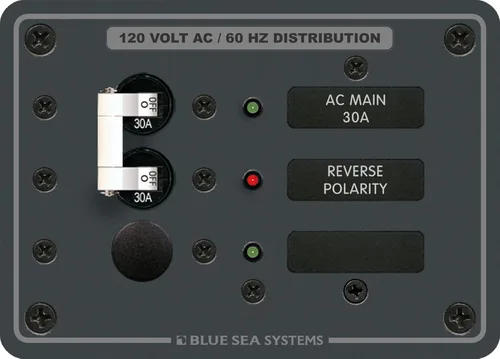 Blue Sea Systems 8029 PANEL AC TOGGLE/1 Panel de metal tradicional en blanco - CA principal + 1 posiciones
