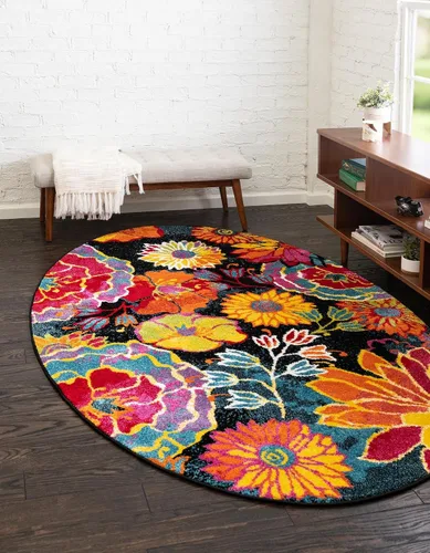 Miniatura 11 de Unique Loom colección Lyon - Alfombra Kennedy (2 x 3 pies 1 pulgada, Rectangular, Negro/Verde)