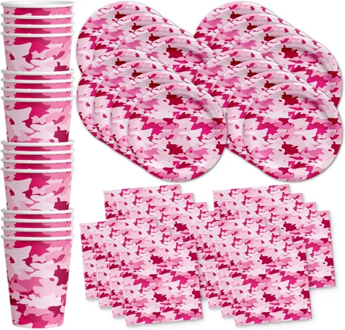 Miniatura 14 de Suministros para fiestas de spa para niñas - Kit de fiesta de pijamas para 16 El juego de vajilla incluye platos, servilletas y tazas
