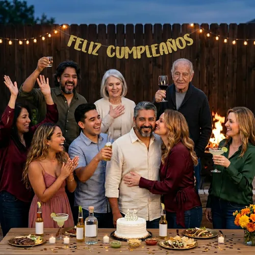 Miniatura 3 de Cartel de Feliz Cumpleaños con purpurina dorada preencordada, decoraciones de cumpleaños para hombres y mujeres, suministros para fiestas y regalos