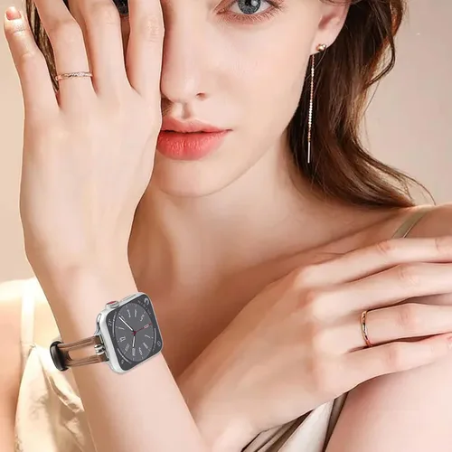 Miniatura 5 de Slim Leather Band Compatible with Apple Watch Band 38mm 40mm 41mm 42mm 44mm 45mm 46mm 49mm Women, Soft Iwatch Band Unique Breathable Replacement