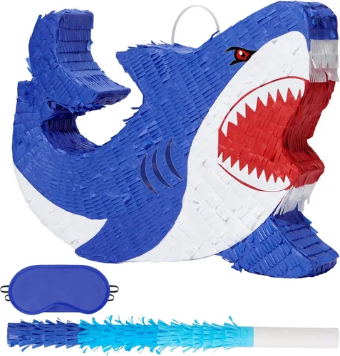 Miniatura 52 de WERNNSAI - Piñata de sirena plegable, piñata de cumpleaños con flecos que incluye cuerda para jalar, venda y bate. Decoraciones
