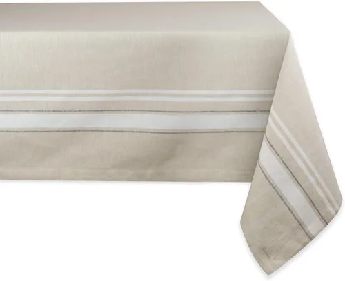 Miniatura 13 de DII - Mantel redondo para mesa de comedor, estilo rústico, colección de manteles con rayas estilo francés, 177.8 cm de diámetro, color gris Gris