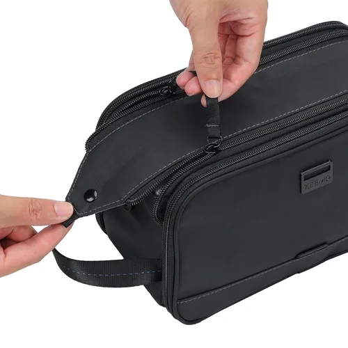 Miniatura 4 de ZEEMO Neceser de viaje para hombre, tamaño mediano, resistente al agua, doble cara, con apertura completa, organizador versátil para accesorios