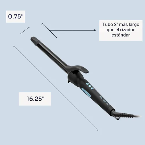 Miniatura 10 de Bio Ionic Rizador de Cilindro Largo, Rizador de Pelo con Tecnología de Calor Húmedo y NanoIónico MX, Varita Rizador Versátil Negro