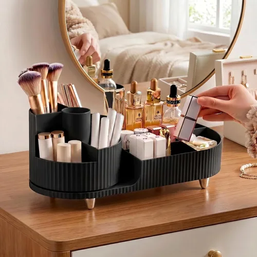 Miniatura 4 de Organizador de maquillaje giratorio, Estuche de exhibición de cosméticos de gran capacidad, fácil de guardar todos tus productos de maquillaje, al