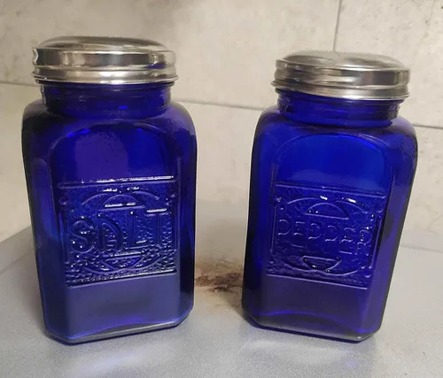 Miniatura 2 de Ritadeshop Saleros y pimenteros de vidrio estilo Depresión (azul cobalto)