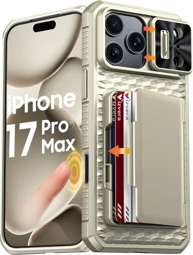 Miniatura 19 de Vizvera para iPhone 16 Pro Max Funda tipo cartera RFID [Soporte para tarjetas][Control de cámara][Cubierta de cámara] Funda protectora de silicona