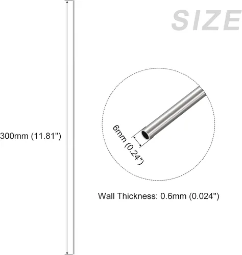 Miniatura 2 de METALLIXITY Tubo de acero inoxidable 304 (0.236 in de diámetro x 0.024 in de pared T x 11.811 in de largo), 2 piezas, tubo recto - para muebles