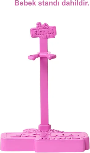 Miniatura 5 de Barbie Extra Minis Muñeca #1 (5.5 pulgadas) con vestido estampado de chispas y abrigo peludo con soporte para muñeca y accesorios, incluyendo micro