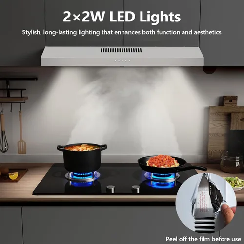 Miniatura 4 de Campana extractora de 30 pulgadas para debajo del gabinete, campana extractora de cocina convertible con conductos/sin conductos, ventilador