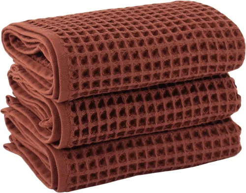 Miniatura 21 de PÜSKÜL Toalla de Cocina de Gofre Orgánico 100% Algodón Turco Juego de 3 Gris Oscuro - Toallas de Mano de 32x16 Pulgadas de Calidad Premium, Suave