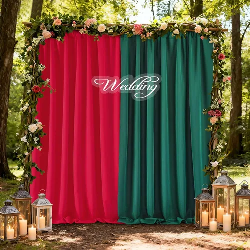 Miniatura 48 de Cortinas de Telón de Fondo Blanco de 2 Paneles 5 x 1,5 m de Poliéster, Telón de Fondo para Fotografía, Cortinas para Decoración de Fondo de Boda