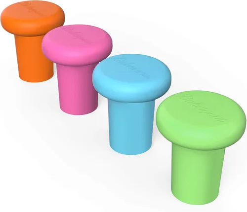 Miniatura 3 de Bakerpan Tapones de silicona para botellas de vino, juego de 4 tapones de vino reutilizables, herméticos y a prueba de fugas, se adapta a cuellos