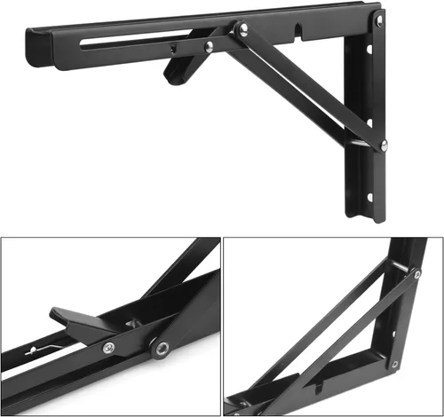 Miniatura 3 de 3 pares de 6 soportes de estante plegables de 12 pulgadas, soporte plegable de metal para banco, soporte de estante plegable resistente montado