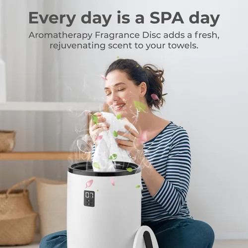 Miniatura 3 de SereneLife Calentador de toallas estilo cubo, calentador de manta portátil para spa y baño, gran capacidad, fragancia personalizable, apagado