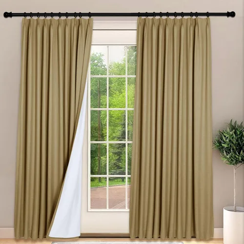 Miniatura 23 de Frelement Cortinas 100% opacas con forro térmico, cortinas de lino para decoración de Navidad, cortinas plisadas con aislamiento térmico