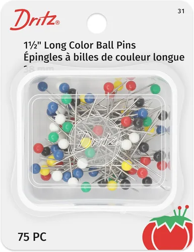 Dritz 31 pines de bola de color, largos, 1-1/2 pulgadas (75 unidades), el paquete puede variar