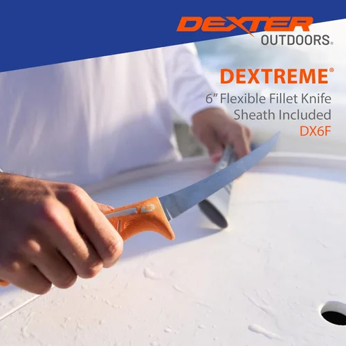 Miniatura 7 de Dexter Outdoors Cuchillo flexible de filete Dextreme de un solo filo de 6 pulgadas Incluye funda