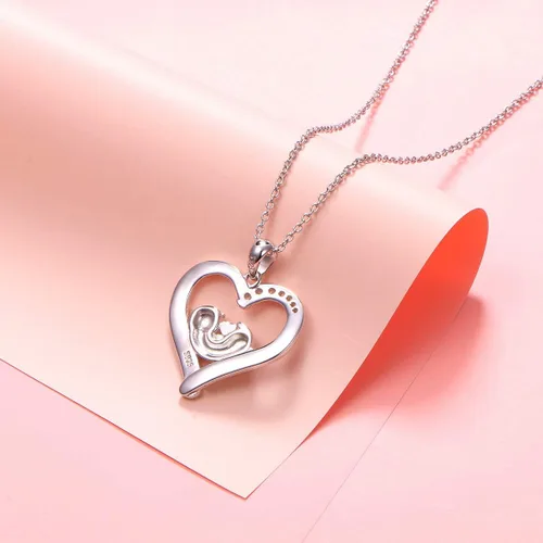Miniatura 3 de Collar con colgante de corazón de nutria marina de plata de ley 925 para mujer