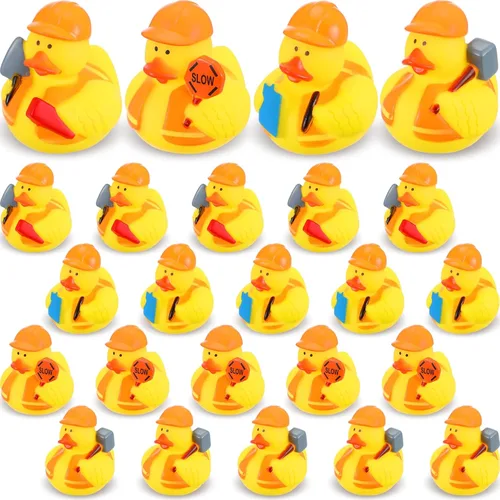 Miniatura 9 de Jexine 24 piezas de patos de goma, 4 estilos, juguetes de goma, divertidos y adorables, regalos de juguete para fiesta de cumpleaños, juguetes