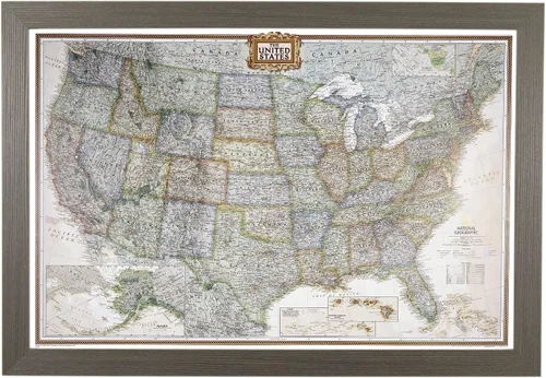 Miniatura 10 de Push Pin Travel Maps - Executive US - Mapa de pines enmarcado con marco negro para rastrear tus viajes - 27.5 x 39.5 pulgadas - 8 opciones de marco