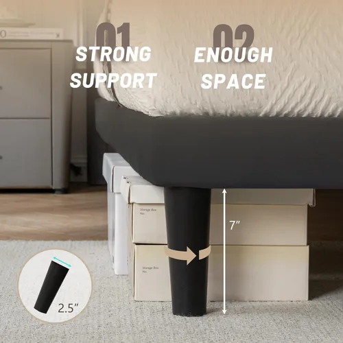 Miniatura 6 de Base de cama de plataforma de tamaño matrimonial con cabecera de terciopelo, soporte de listones de madera resistente, base de colchón, no requiere