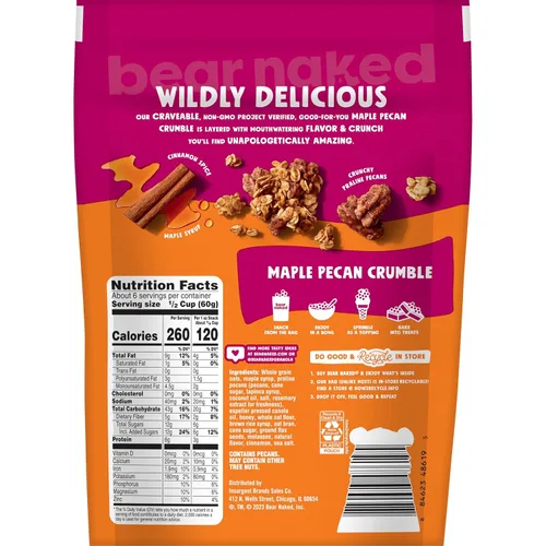 Miniatura 2 de Bear Naked - Cereal de granola, snacks de desayuno, nueces de arce (6 bolsas)