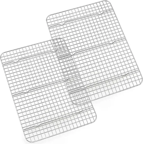 Miniatura 10 de E-far Juego de 2 rejillas de enfriamiento para hornear, alambre de rejilla de acero inoxidable para asar al horno, tocino de cocina, 11.6 x 9.2