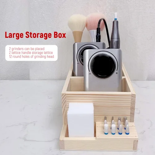 Miniatura 5 de Esquirla Brocas de madera para taladro de uñas, soporte de madera para práctica de uñas en el hogar, contenedor de caja de exhibición de bricolaje