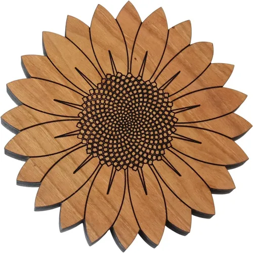 Miniatura 5 de Salvamanteles de girasol: hecho a mano en los Estados Unidos con madera maciza de cerezo