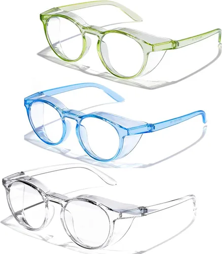 Miniatura 15 de Gafas protectoras de seguridad, lentes claros a prueba de empañamiento/rayones, para hombre, marco transparente Rosado