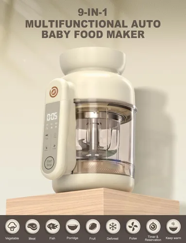 Miniatura 2 de Máquina automática de alimentos para bebés, molinillo de alimentos de vidrio para bebés, licuadora y vaporera y máquina de puré con cocción