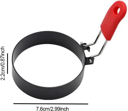 Miniatura 2 de Paquete de 4 anillos de huevo, herramienta de acero inoxidable antiadherentes para freír huevos con asas plegables y cepillo de aceite para cocinar