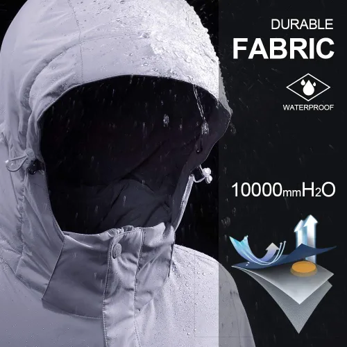 Miniatura 3 de CAMEL CROWN - Chamarra de esquí para mujer, impermeable, con capucha desmontable, rompevientos, forro polar, parka para lluvia