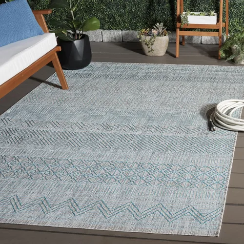 Miniatura 34 de SAFAVIEH Alfombra lavable para exteriores, colección Courtyard de 2.3 x 16 pies, color negro y gris, no desprende pelusa y de fácil limpieza, ideal