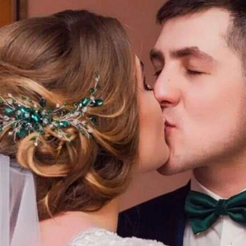 Miniatura 4 de Kercisbeauty Peine de pelo de cristal bohemio para mujer, accesorio para el cabello de boda, novia, baile de graduación, color verde