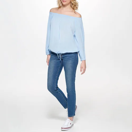 Miniatura 2 de Tommy Hilfiger Blusa con botones y cuello de banda para mujer