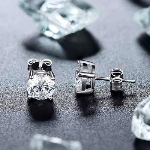 Miniatura 5 de TTVOVO Aretes de plata de ley 925 con circonita cúbica brillante de corte princesa, aretes de diamante de circonita cúbica para mujeres y hombres