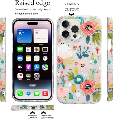 Miniatura 4 de J.west - Funda compatible con iPhone 15 Pro Max de 6.7 pulgadas, elegante y transparente, con estampado de leopardo y guepardo, diseño nacarado