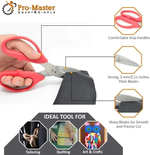 Miniatura 2 de Tijeras de cuero. Cuchillas pequeñas y afiladas duraderas de acero inoxidable - Corte sin esfuerzo - Tijeras grandes y cómodas para manualidades