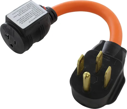 Miniatura 8 de AC WORKS Cable adaptador hembra doméstico de 4 clavijas de 220 voltios a 120 voltios 15/20 amperios (4 clavijas 14-50 salidas a (4) hogares)