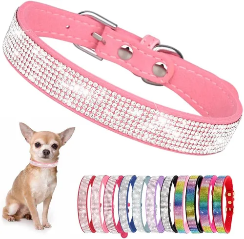 Miniatura 13 de Collar de Perro Pequeño, Collares de Perro con Diamantes de Imitación, Brillantes, Elegantes y con Detalles de Resplandecimiento para Razas XXS, XS