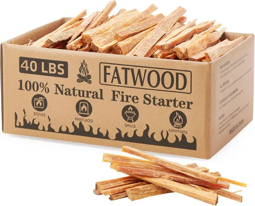40 libras de palillos iniciadores de fuego Fatwood, 100% natural, leña para chimeneas, fogatas, hogueras, parrilla