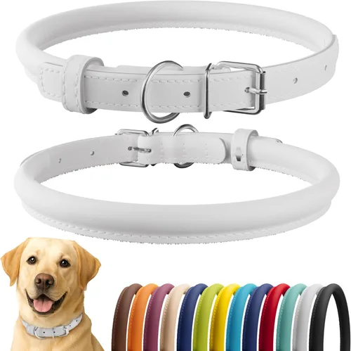 Miniatura 39 de CollarDirect Collar de perro con tachuelas, collares de cuero para mascotas para perros pequeños, medianos y grandes, acolchado suave, marrón, negro