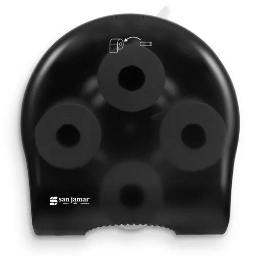 Miniatura 2 de San Jamar Dispensador clásico de pañuelos de carrusel con 4 estaciones que tienen capacidad para 4 rollos para baños públicos, perla negra
